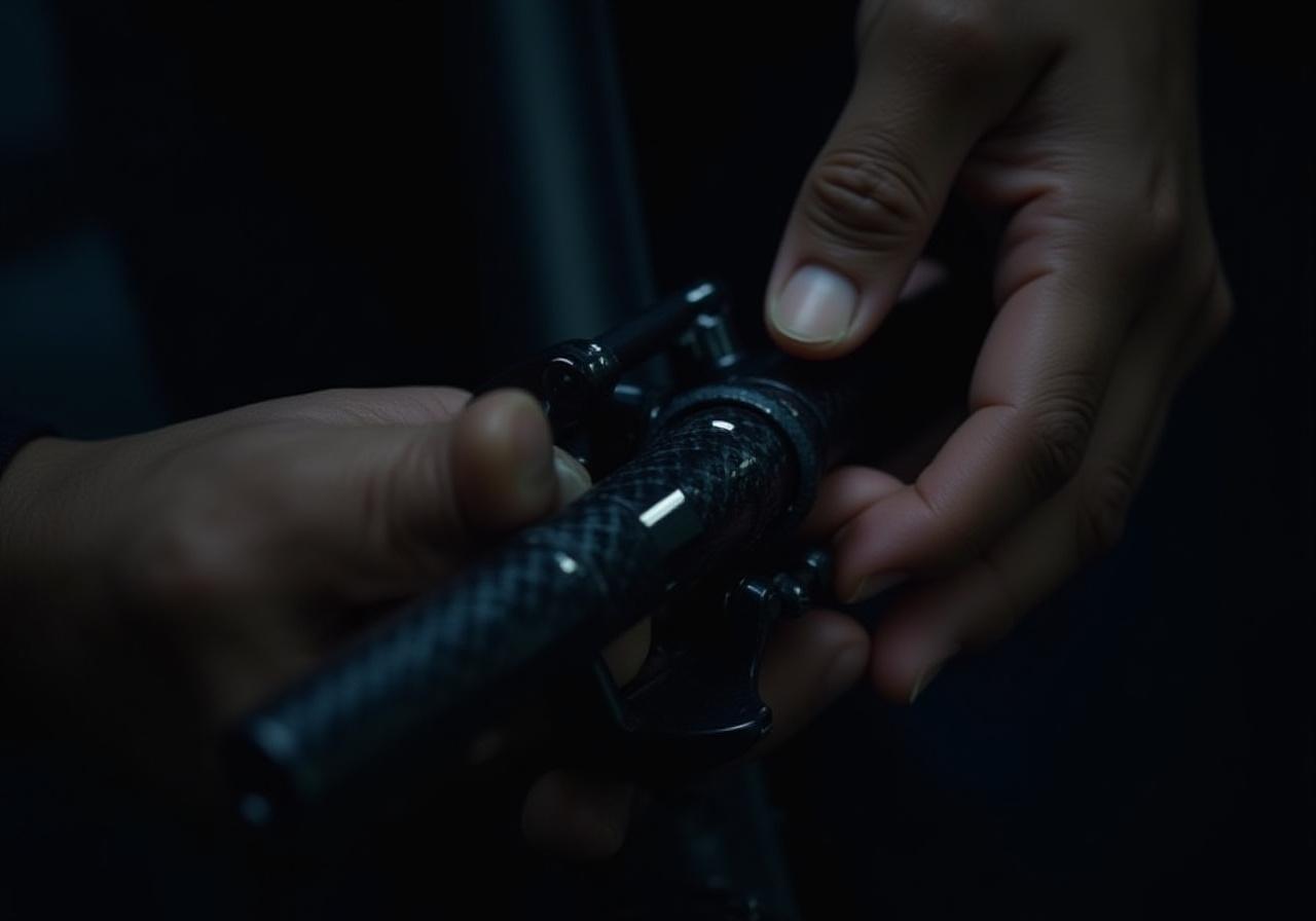 Artisan mechanic assembling a custom steel frame bicycle